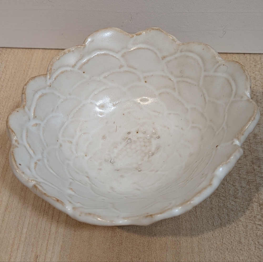 Handmade Asymmetrical Floral Pottery Bowl